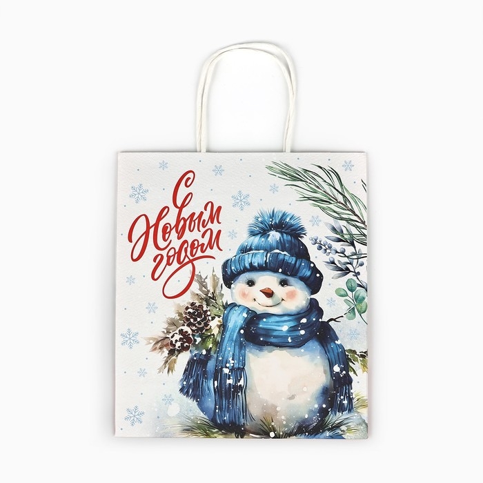 Пакет подарочный новогодний крафтовый «Счастья в новом году», 22 х 12 х 25 см , Новый год Пакет подарочный новогодний крафтовый «Счастья в новом году», 22 х 12 х 25 см , Новый год