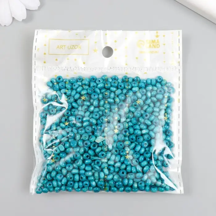 Бусины для творчества дерево "Голубые" d=0,4 см набор 20 гр