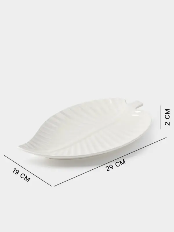Блюдо для подачи &laquo;Лист&raquo;, 30&times;19.5&times;3 см, керамика, цвет белый