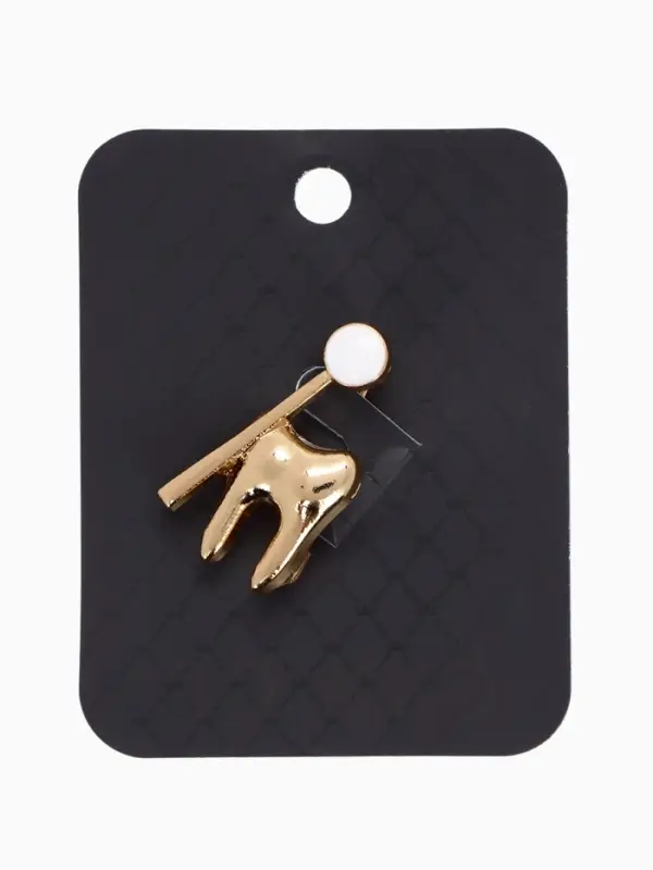 Брошь &laquo;Зуб с зеркалом&raquo;, белая в золоте