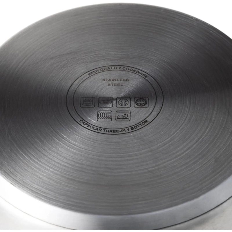 Сотейник 4л, нерж сталь, тройное дно, d=215, h=128, сдвумя ручками,индукция