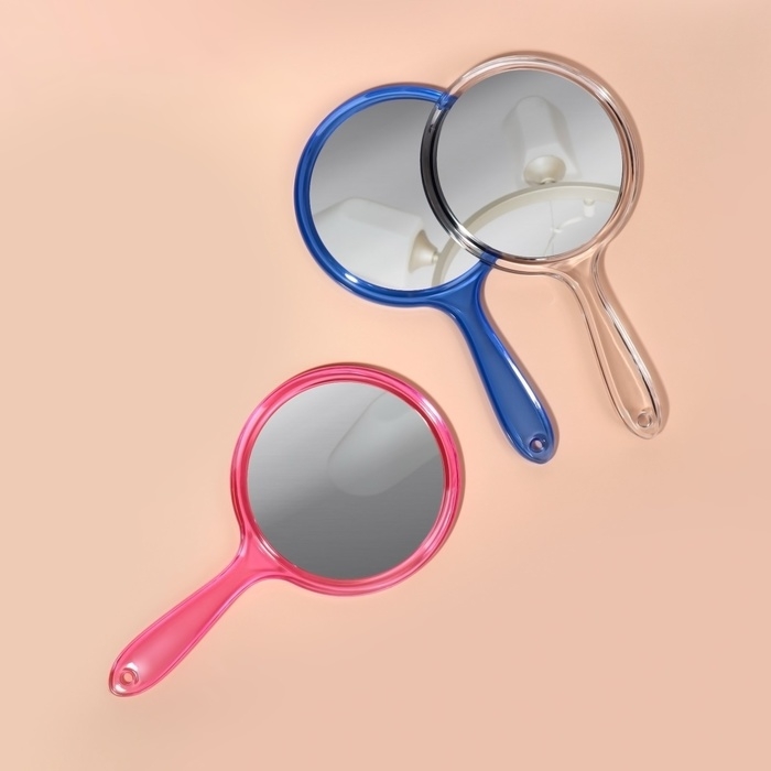 Зеркало с ручкой, двустороннее, с увеличением, d зеркальной поверхности 12,5 см, цвет МИКС Зеркало с ручкой, двустороннее, с увеличением, d зеркальной поверхности 12,5 см, цвет МИКС