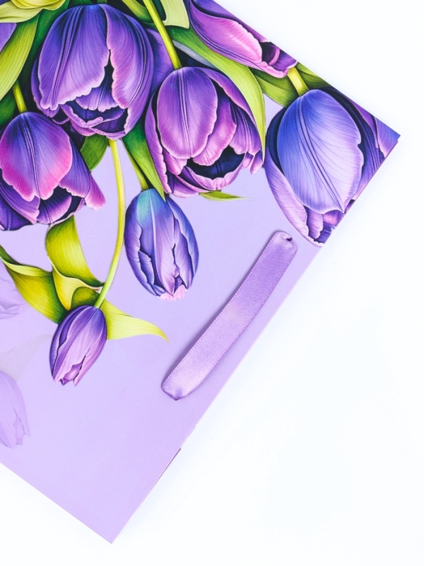 Пакет подарочный ламинированный вертикальный «Букет», M 26 × 32 × 12 см