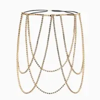 Цепочка на бедро бодичейн "Ярусы" со стразами, цвет белый в золоте