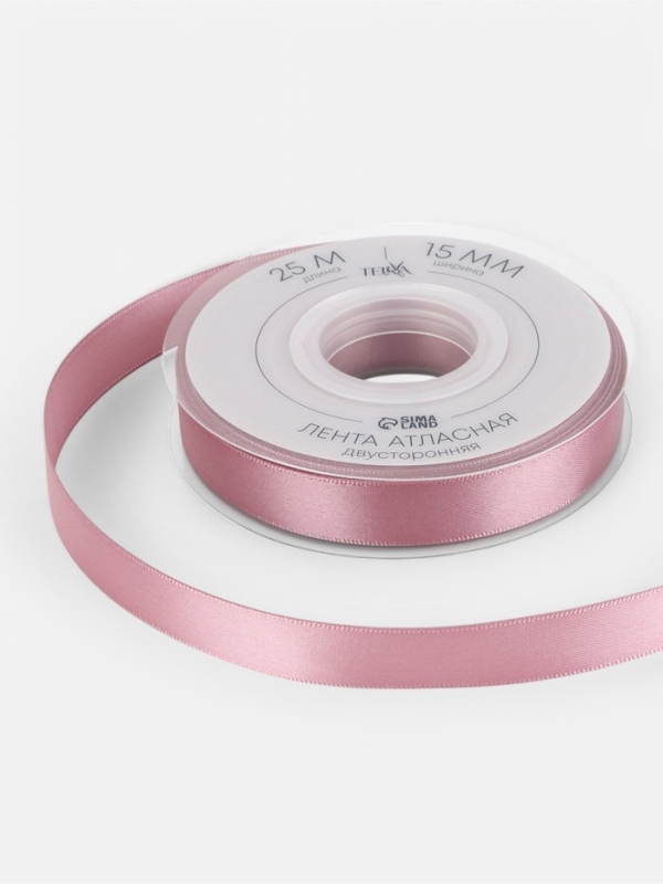 Лента атласная двухсторонняя №165 15мм*25±1м пыльная роза TR Лента атласная двухсторонняя №165 15мм*25±1м пыльная роза TR
