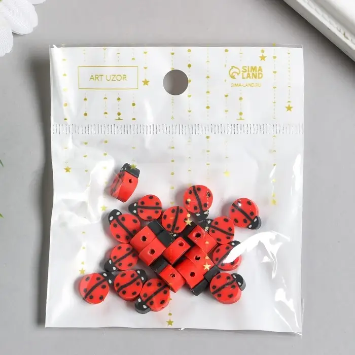 Бусины для творчества PVC "Божьи коровки" набор 20 шт 1х1х1 см
