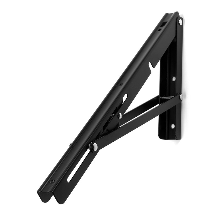 Кронштейн складной для столов и полок ТУНДРА, K001, 2 шт, длина 350 мм, сталь цвет черный Кронштейн складной для столов и полок ТУНДРА, K001, 2 шт, длина 350 мм, сталь цвет черный