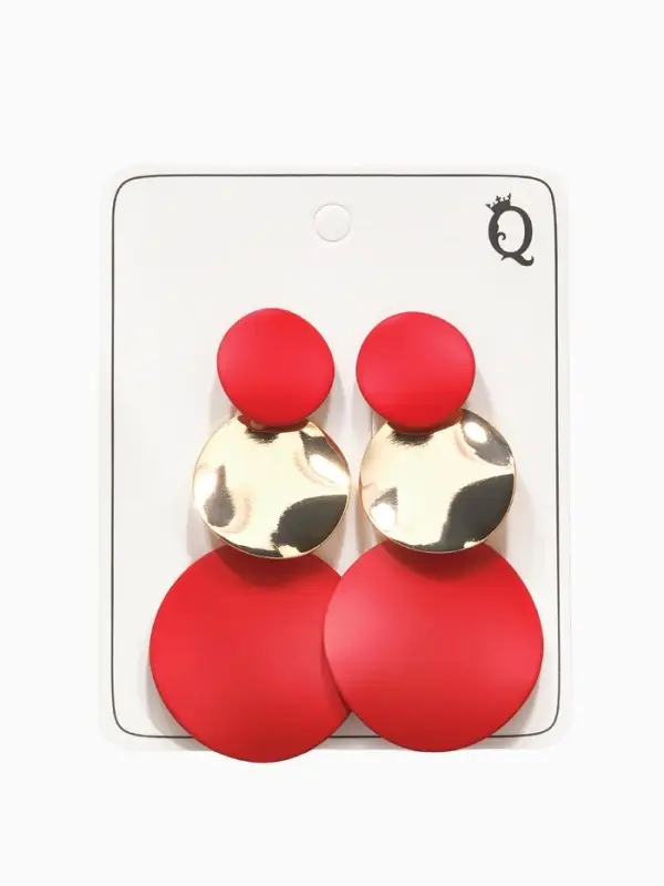 Серьги металл &laquo;Азелия&raquo;, круги, трио, красные в золоте