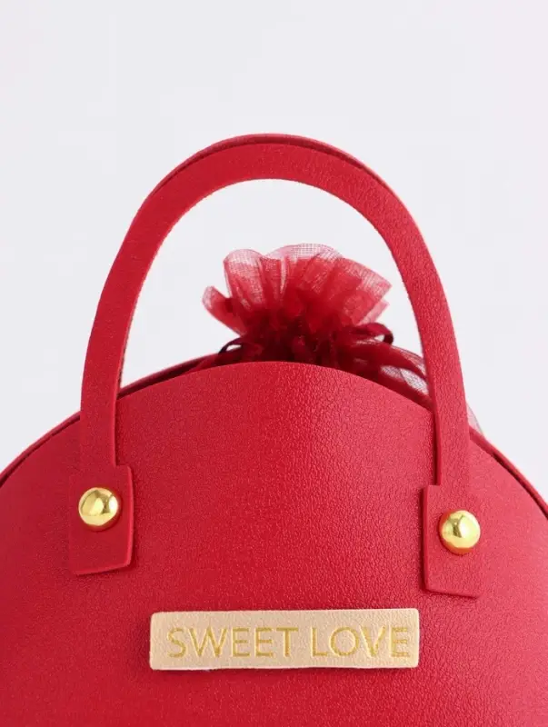 Кожаная подарочная сумочка для бижутерии и сувениров, красная с мешочком, 14&times;6.5&times;12.8 см