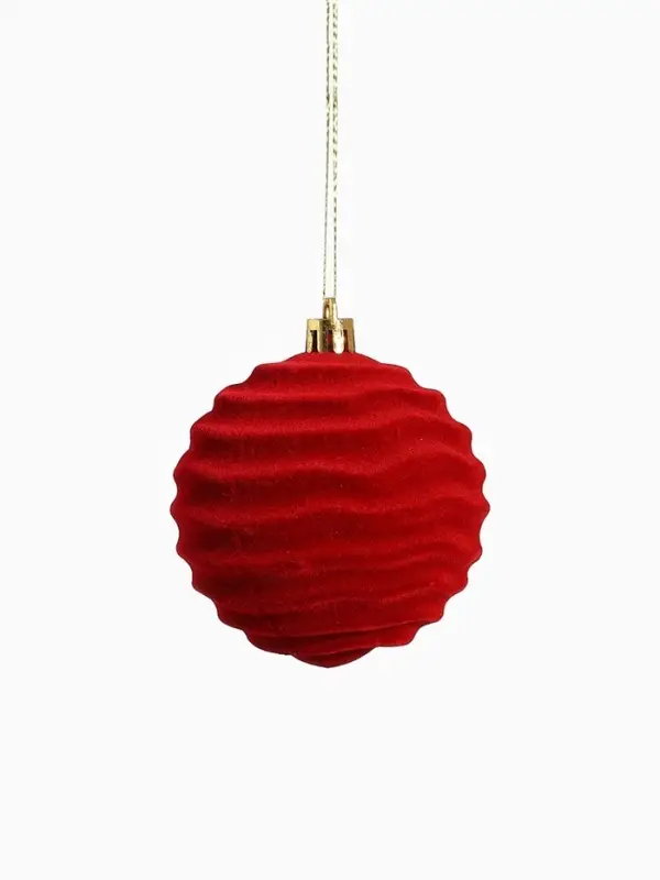 Набор шаров пластик d-8 см, 6 шт Набор шаров пластик d-8 см, 6 шт "Бархат. Стиль" красный