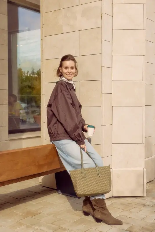 Сумка женская тоут на молнии, 30&times;11&times;25 см, зелёная