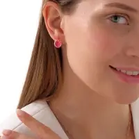 Гарнитур 3 предмета: серьги, кулон, кольцо безразмерное &laquo;Эдель&raquo;, овал, ярко-розовые в золоте, 45 см