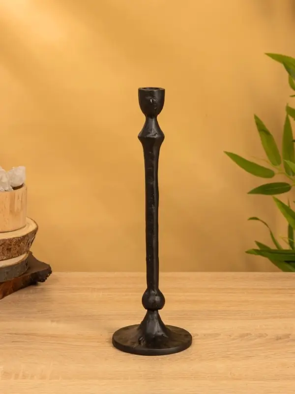 Подсвечник "Лава" 10х10х32 см, алюминий, цв чёрный