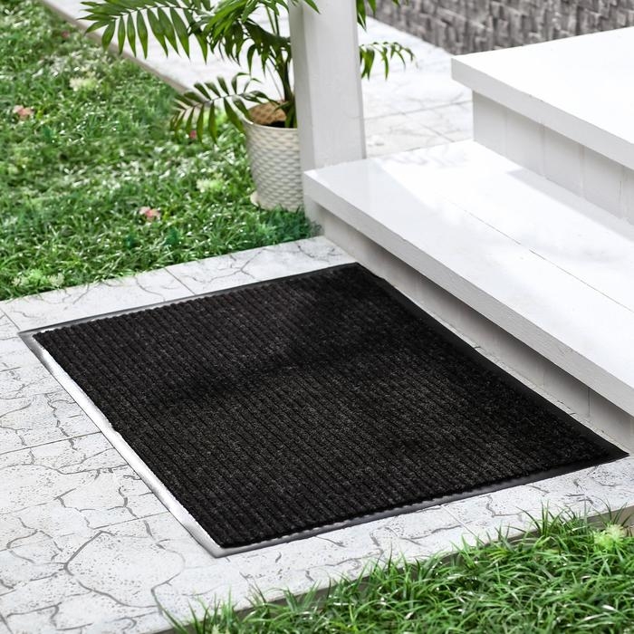 Коврик придверный влаговпитывающий, ребристый, «Стандарт», 40×60 см, чёрный Коврик придверный влаговпитывающий, ребристый, «Стандарт», 40×60 см, чёрный