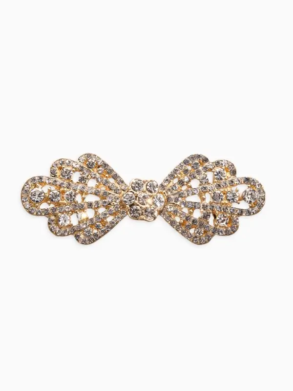 Зажим для кардигана Зажим для кардигана "Ажур", бант, цвет белый в золоте