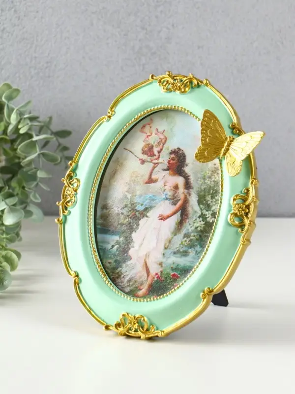 Фоторамка полистоун 13х18 см Фоторамка полистоун 13х18 см "Золотая бабочка" бирюза 23х18х2 см