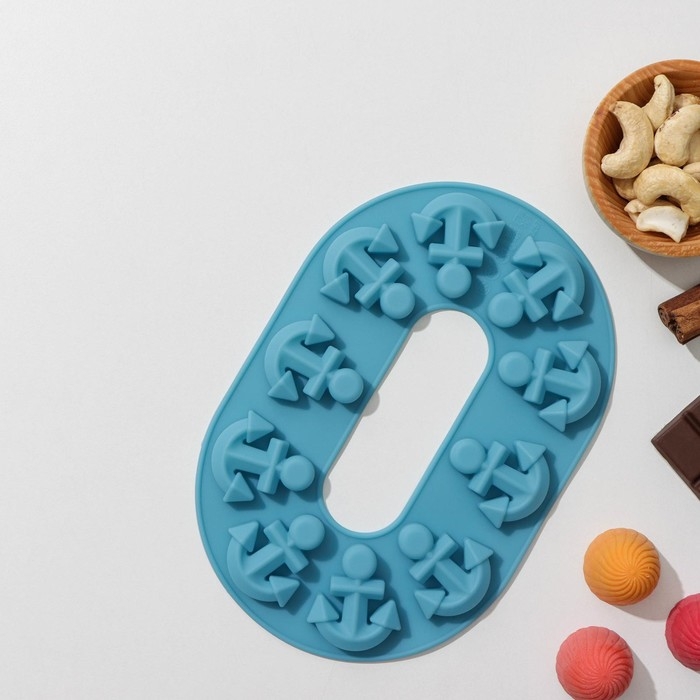 Форма для шоколада Доляна «Якорь», силикон, 20,5×13,5×1 см, 10 ячеек, цвет МИКС Форма для шоколада Доляна «Якорь», силикон, 20,5×13,5×1 см, 10 ячеек, цвет МИКС