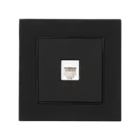 Розетка телефонная TOT Matte Glass, стекло, скрытая, одноместная, чёрная