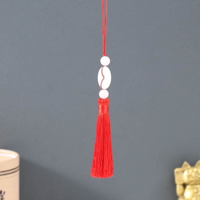 Подвеска текстиль, пластик Подвеска текстиль, пластик "Нефритовый кулон" красная 1х2,5х12,5 см