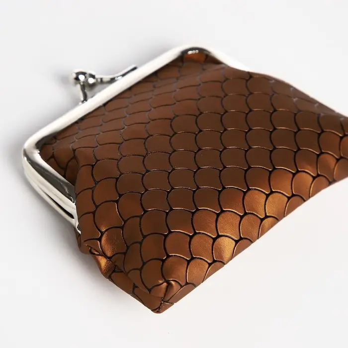 Кошелёк монетница детская на фермуаре, цвет коричневый