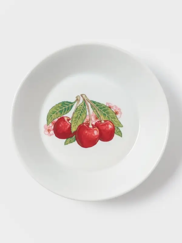 Тарелка Дулевский фарфор &laquo;Вишня&raquo;, d=14 см, фарфор, белая