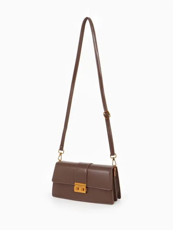 Сумка женская мессенджер TEXTURA на клапане, 26&times;8.5&times;14 см, коричневая