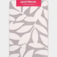 Коврик Доляна Leaves, 50&times;80 см, ворс 1.5 см, микрофибра, серый