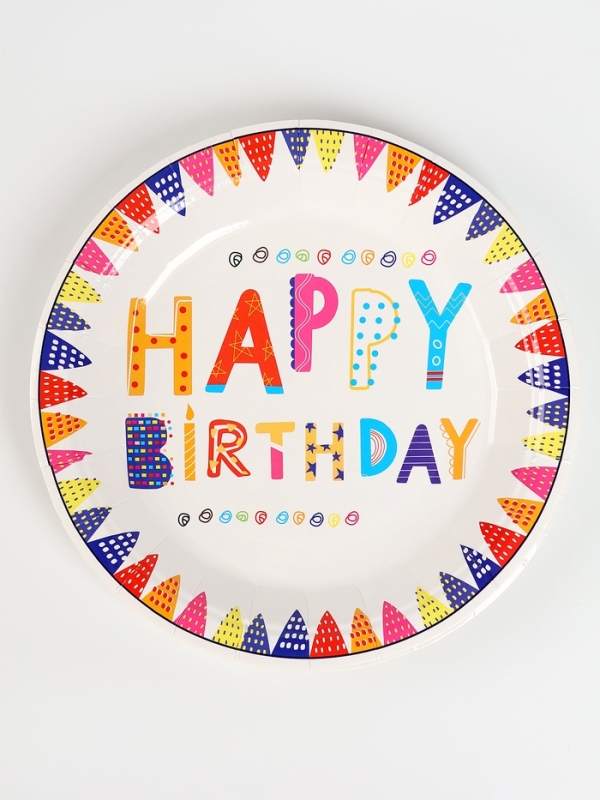 Набор бумажной посуды Набор бумажной посуды "С днём рождения", набор 12 шт.,