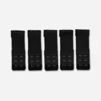 Застёжка для бюстгальтера, удлинитель, 3 ряда 2 крючка, 3.2&times;10.5 см, 5 шт., чёрная