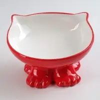 Миска &laquo;Киса&raquo;, 200 мл, 13&times;12&times;8 см, на подставке-лапках, керамика, красная