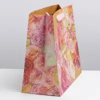 Пакет подарочный крафтовый, упаковка, &laquo;Цветочное настроение&raquo;, ML 27&times;23&times;11.5 см
