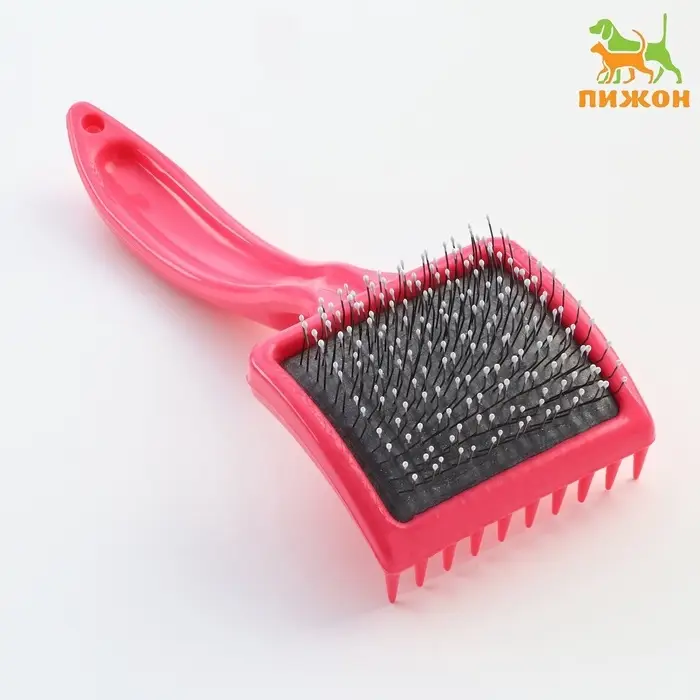 Щётка - пуходёрка средняя, основание 59&times;49 мм, мягкая с каплями, розовая