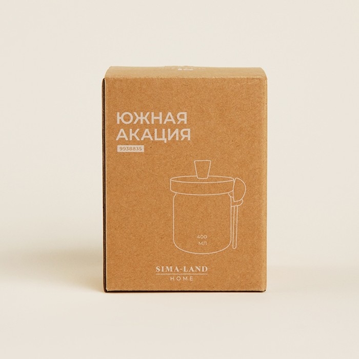 Банка стеклянная для сыпучих продуктов с ложкой SL Home «Южная акация», 400 мл, 10,5×9×13 см Банка стеклянная для сыпучих продуктов с ложкой SL Home «Южная акация», 400 мл, 10,5×9×13 см
