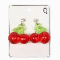 Серьги "Вишня" объемная, цвет красно-зелёный в золоте