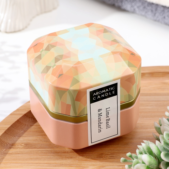 Свеча ароматическая в банке  Свеча ароматическая в банке "Aromatic Candle" лимон, базилик и мандарин, малая