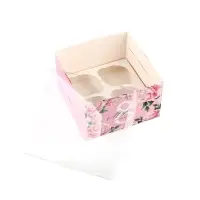 Коробка для капкейков, кондитерская упаковка, 4 ячейки &laquo;Поздравляю с 8 марта&raquo;, 16&times;16&times;10 см