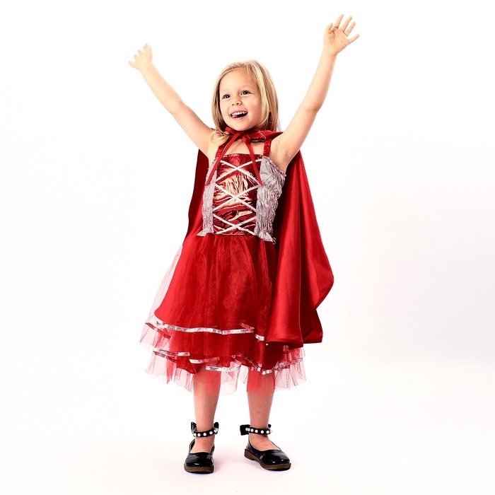 Карнавальный костюм  Карнавальный костюм "Красная шапочка" рост 104-134 см, платье, накидка