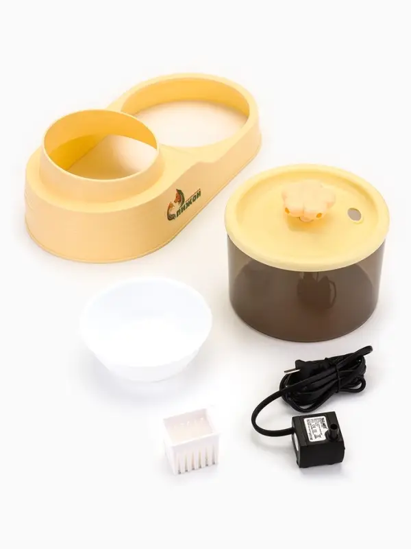 Фонтан для животных с миской, 34×17.5×11.5 см, бежевый Фонтан для животных с миской, 34×17.5×11.5 см, бежевый