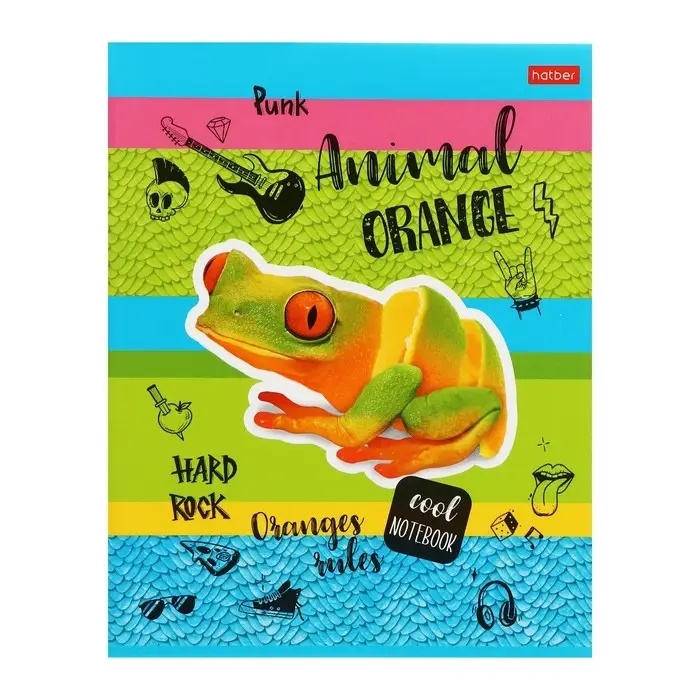 Тетрадь 80 листов в клетку Animals orange, обложка мелованный картон, выборочный лак, блок 65 г/м&sup2;, МИКС