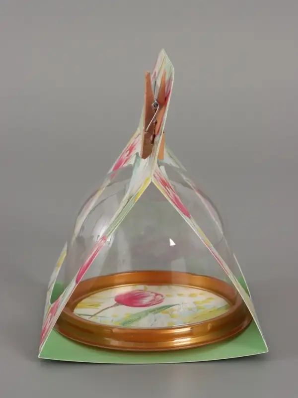 Коробка с куполом "Тюльпаны с мимозой" 11,5 х 12 х 15,5 см