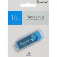 Флешка Smartbuy Twist, 16 ГБ, USB 2.0, чтение до 25 Мб/с, запись до 15 Мб/с, синяя