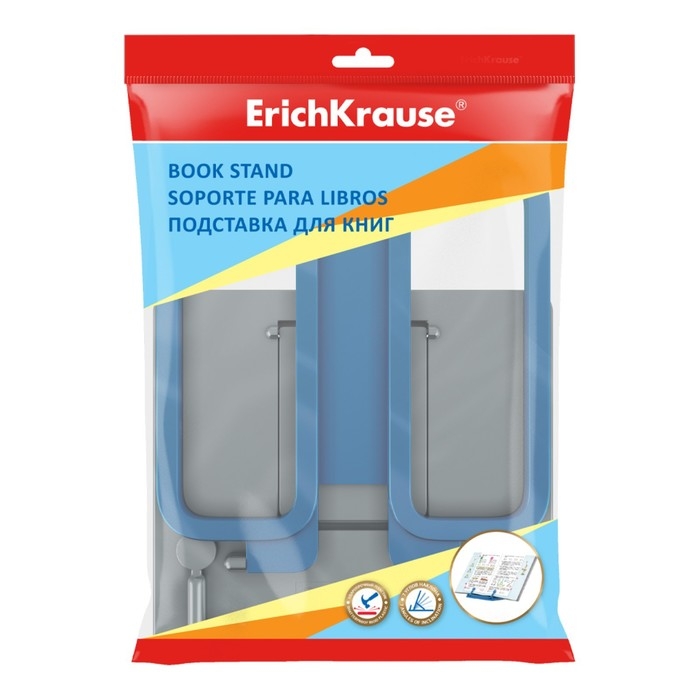 Подставка для книг ErichKrause Base Ice Metallic, пластиковая, серебряная с синим держателем Подставка для книг ErichKrause Base Ice Metallic, пластиковая, серебряная с синим держателем