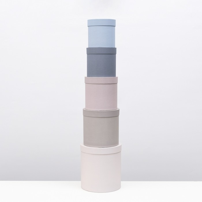 Набор круглых коробок 5 в 1 "Морской" 20 х 20 х 20 - 15 х 15 х 15 см