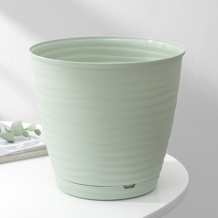 Горшок для цветов с поддоном Saffron, 2,6 л, d=17,6 см, h=16,2 см, цвет светло-зелёный Горшок для цветов с поддоном Saffron, 2,6 л, d=17,6 см, h=16,2 см, цвет светло-зелёный