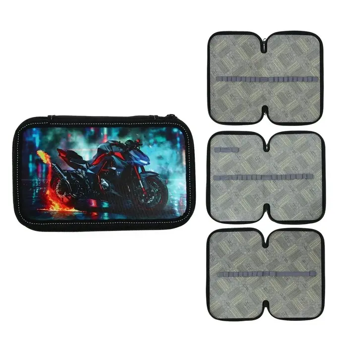 Пенал 3 секции, 125 х 205 мм, Calligrata Пенал 3 секции, 125 х 205 мм, Calligrata "Мото", ламинированный картон