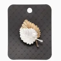 Брошь &laquo;Листья&raquo;, цвет серебристо-золотой матовый