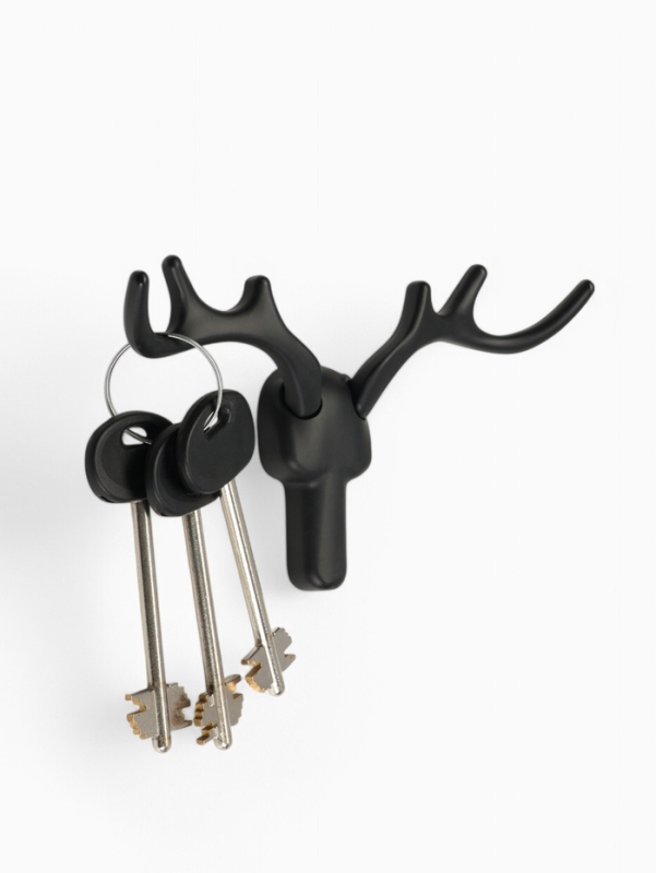 Крючок мебельный CAPPIO  Крючок мебельный CAPPIO "Олень", двухрожковый, цвет черный