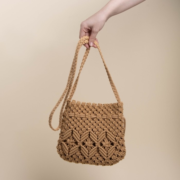 Сумка женская SL Home, ручное плетение, хлопок, длина ручек 55 см, 22×22 см Сумка женская SL Home, ручное плетение, хлопок, длина ручек 55 см, 22×22 см