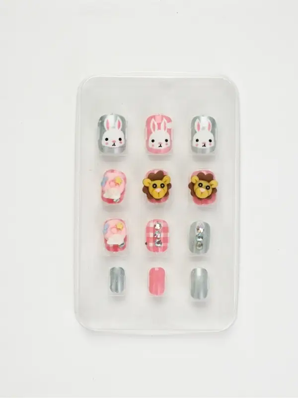 Детские накладные ногти &laquo;Снежный зайчик&raquo;, 12 шт.