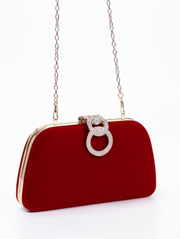 Сумка жен, 20*6*12, отд на фермуаре, цепь, текстиль, красный